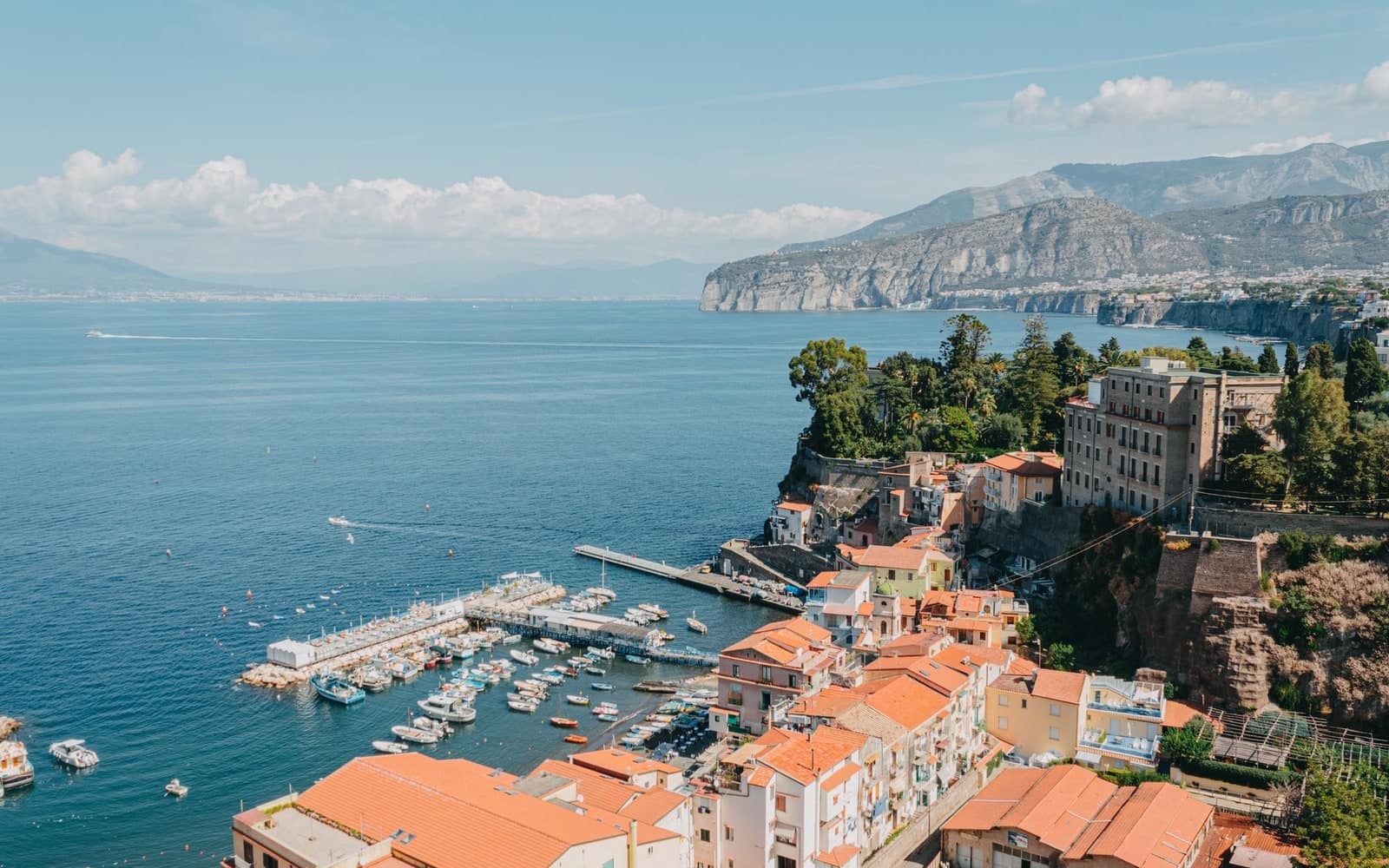 Marina Grande in Sorrento and the cliffs above the Bay of Naples